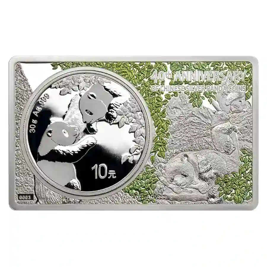 panda-bar-rev 2023 Chinna 3 oz Silver Panda 40th Anniversary Commemorative Set