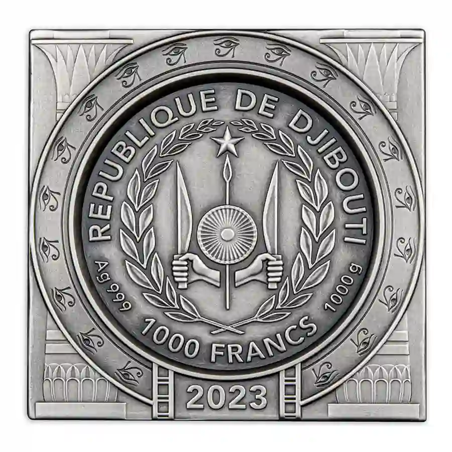pyramid-obv 2023 Djibouti 1 kg Ancient Egypt Pyramid Shaped Silver Coin