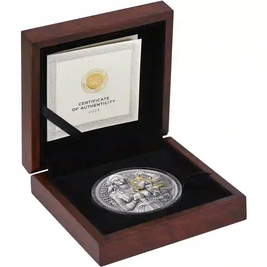GGM_Themis_box2_1000x1000 2023 Themis 24K Gilded High Relief Silver Coin