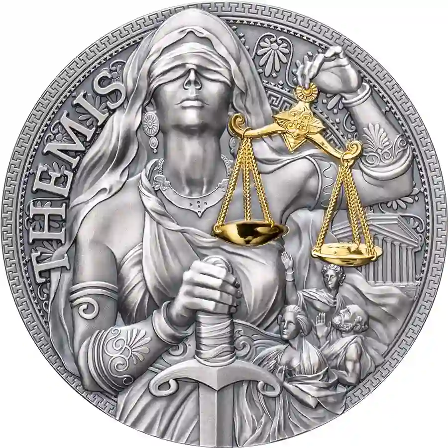 GGM_Themis_rev_1000x1000 2023 Cameroon 2 Ounce Themis 24K Gilded High Relief Silver Coin