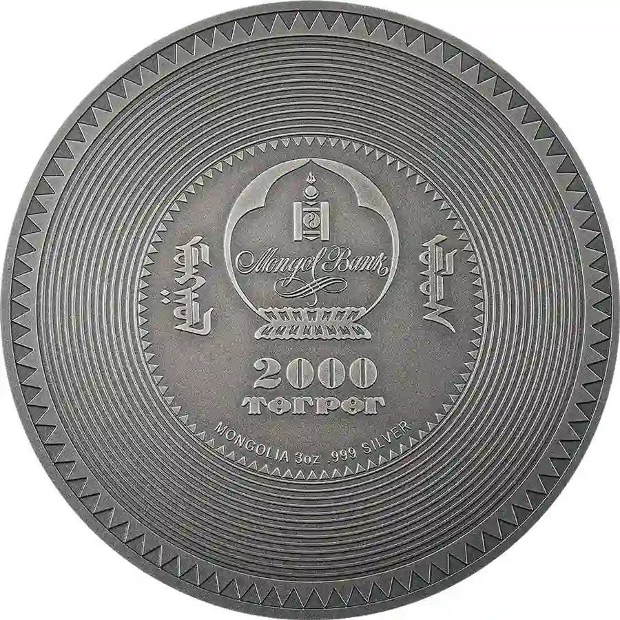 MN2203_Vairochana-Mandala_o 2022 Mongolia 3 oz Vairochana Buddha High Relief Antique Finish Silver Coin