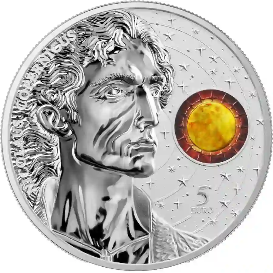 malta-copernicus-1oz-silver-bu-900px_a 2023 Malta 1 Ounce Nicolaus Copernicus 5 Euro Colored Silver Coin