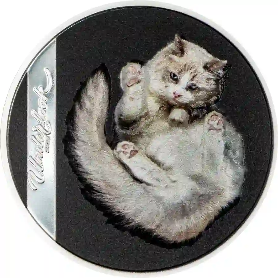 30392_Underlook---Under-Cat_r 2024 Cook Islands 1 Ounce Underlook Under-Cat High Relief Silver Proof Coin