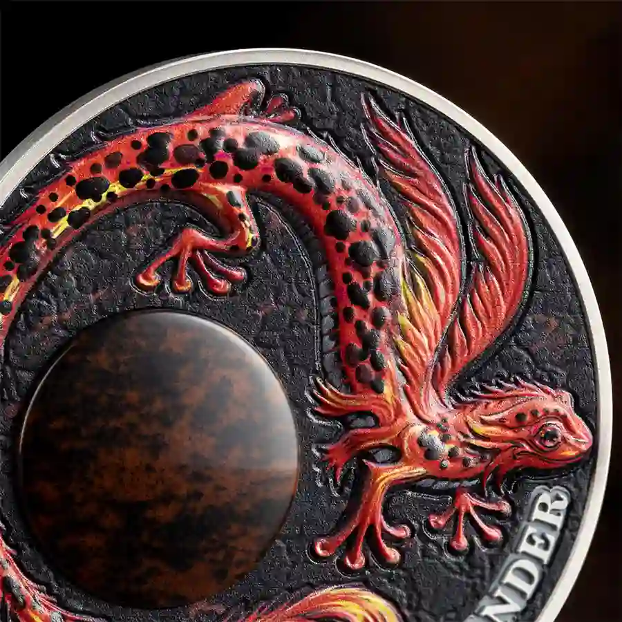 CF_Salamander_fragm1_1000x1000 2024 Ghana Salamander 2 oz Obsidian Insert High Relief Silver Coin