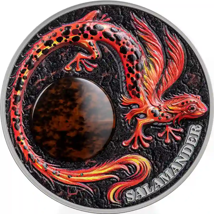 CF_Salamander_rev_1000x1000 2024 Ghana 2 Ounce Salamander Obsidian Insert High Relief Silver Coin