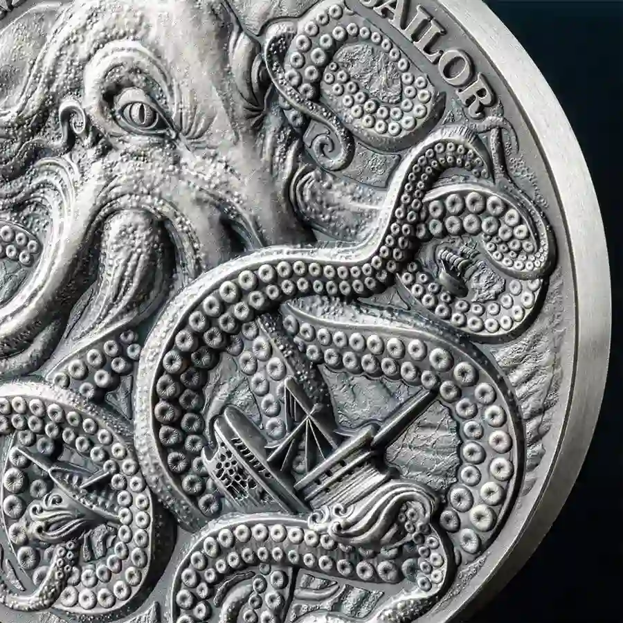 LQ_Kraken_fragm1_1000x1000 2024 Kraken 1 oz High Relief Antique Finish Silver Coin