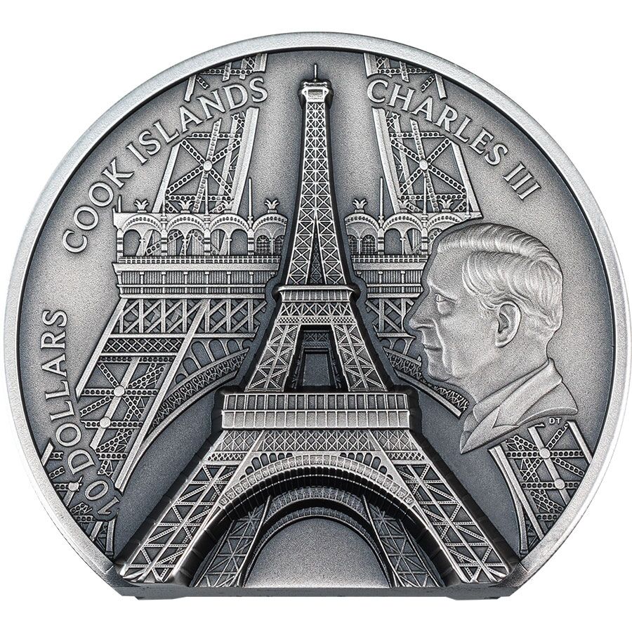 Tower-2-oz-obv 2024 Cook Islands 2 oz Eiffel Tower Ultra High Relief Silver Coin