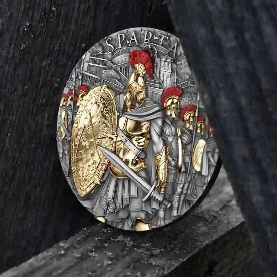 SPARTA-(6) Sparta 24K Gilded HR Silver Coin