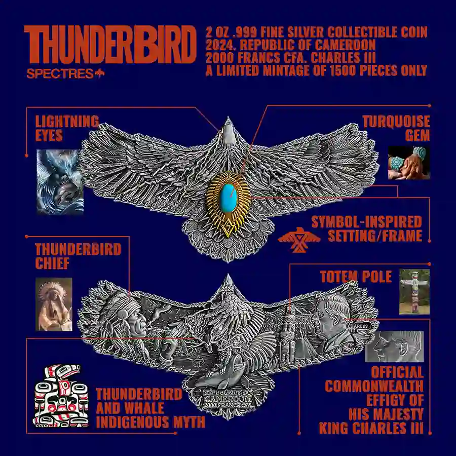 Spectres_Thunderbird_RO-Details Thunderbird 2 oz Ultra High Relief Silver Coin