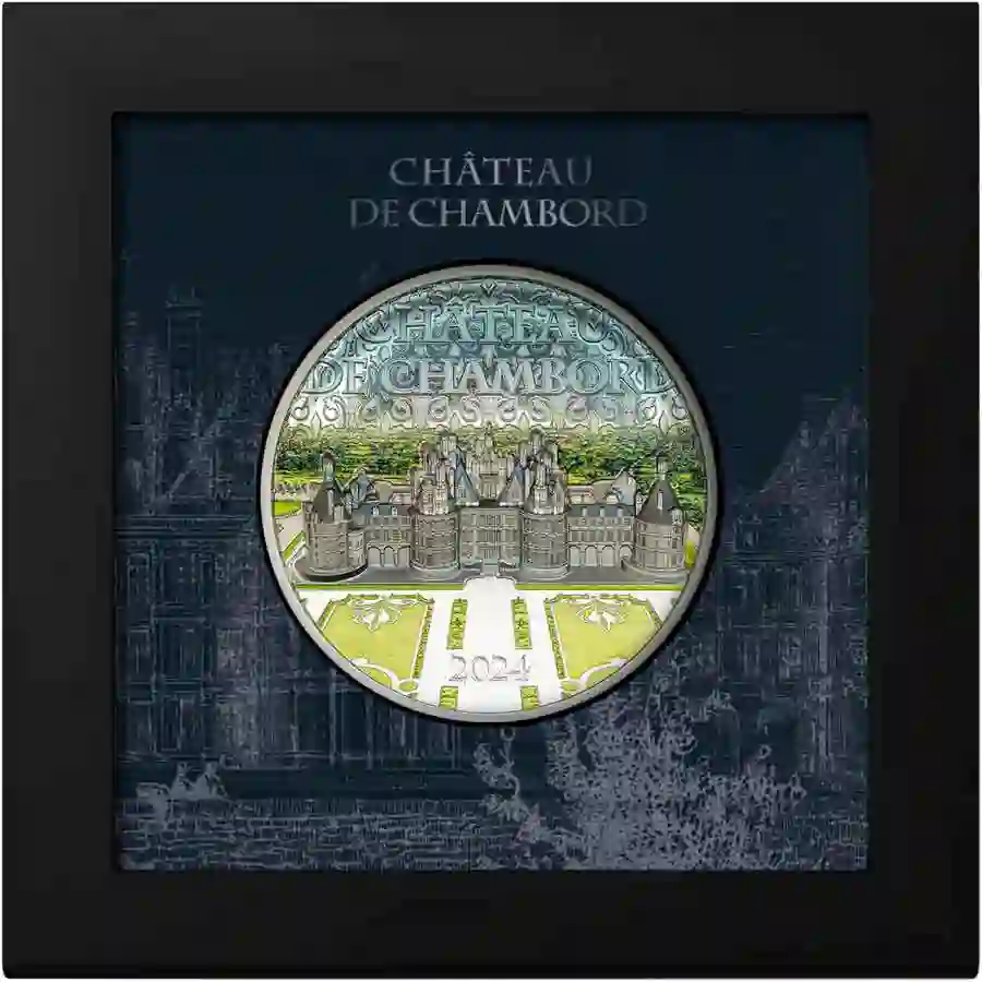 30591_Château-de-Chambord-2024-Ag-5oz_box 2024 Chateau de Chambord 5 oz Ultra High Relief Silver Proof Coin