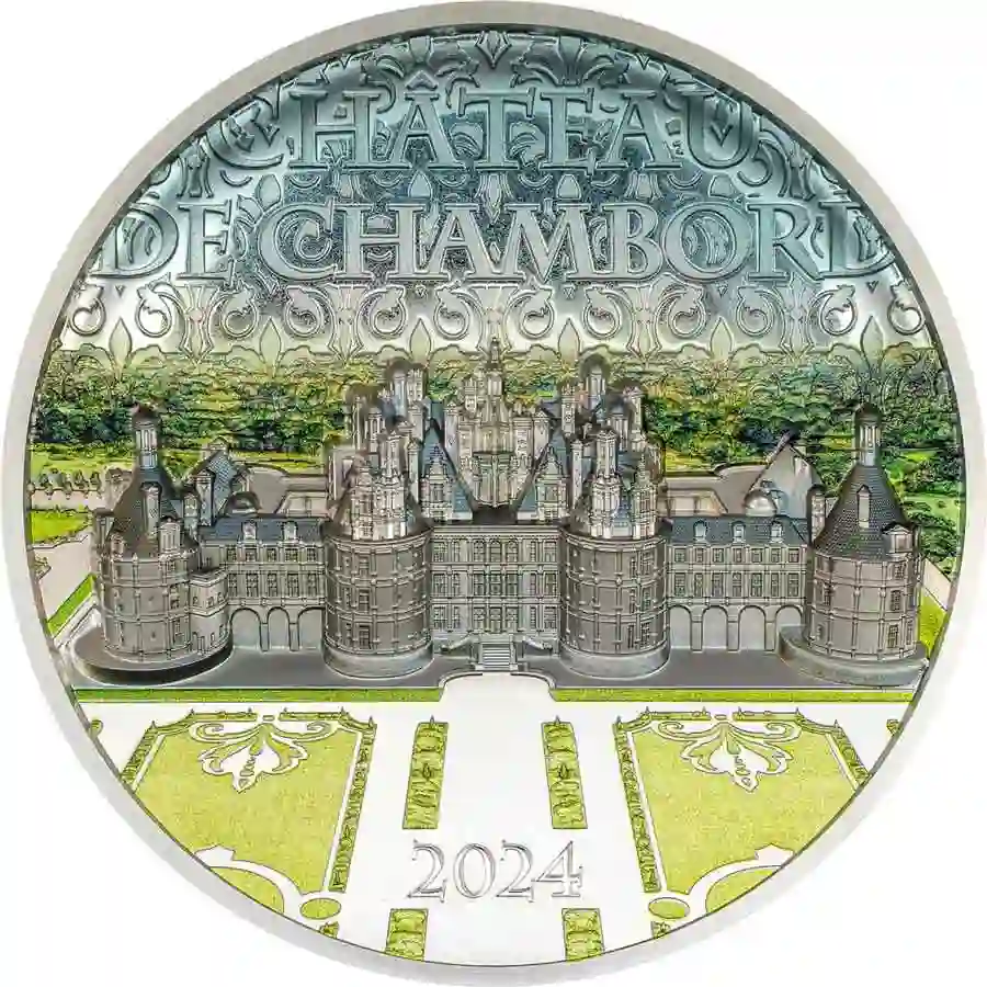 30591_Château-de-Chambord-2024-Ag-5oz_r 2024 Cook Islands 5 Ounce Chateau de Chambord High Relief Silver Proof Coin