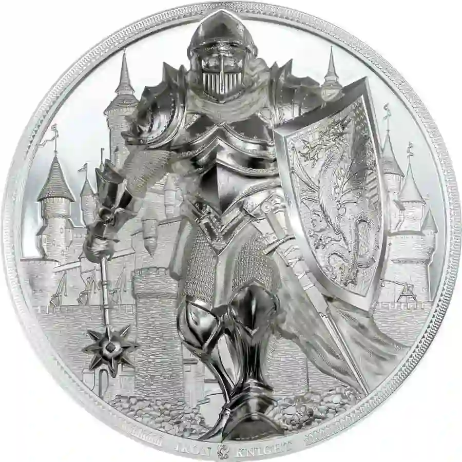 30714_Iron-Knight_r 2024 Cook Islands 5 Ounce Iron Knight Ultra High Relief Silver Proof Coin