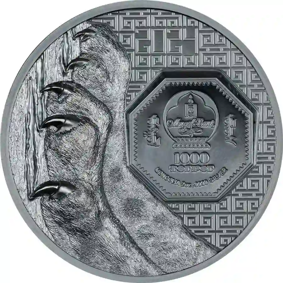 30572_Snow-Leopard-Silver-2oz-BP_o 2024 Mongolia 2 oz Snow Leopard Ultra High Relief Black Proof Silver Coin