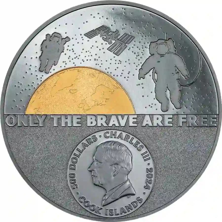 30683_Real-Heroes-2024---Astronaut-5oz-Au_o 2024 Cook Islands 5 oz Real Heroes Astronaut Black Proof Gold Coin