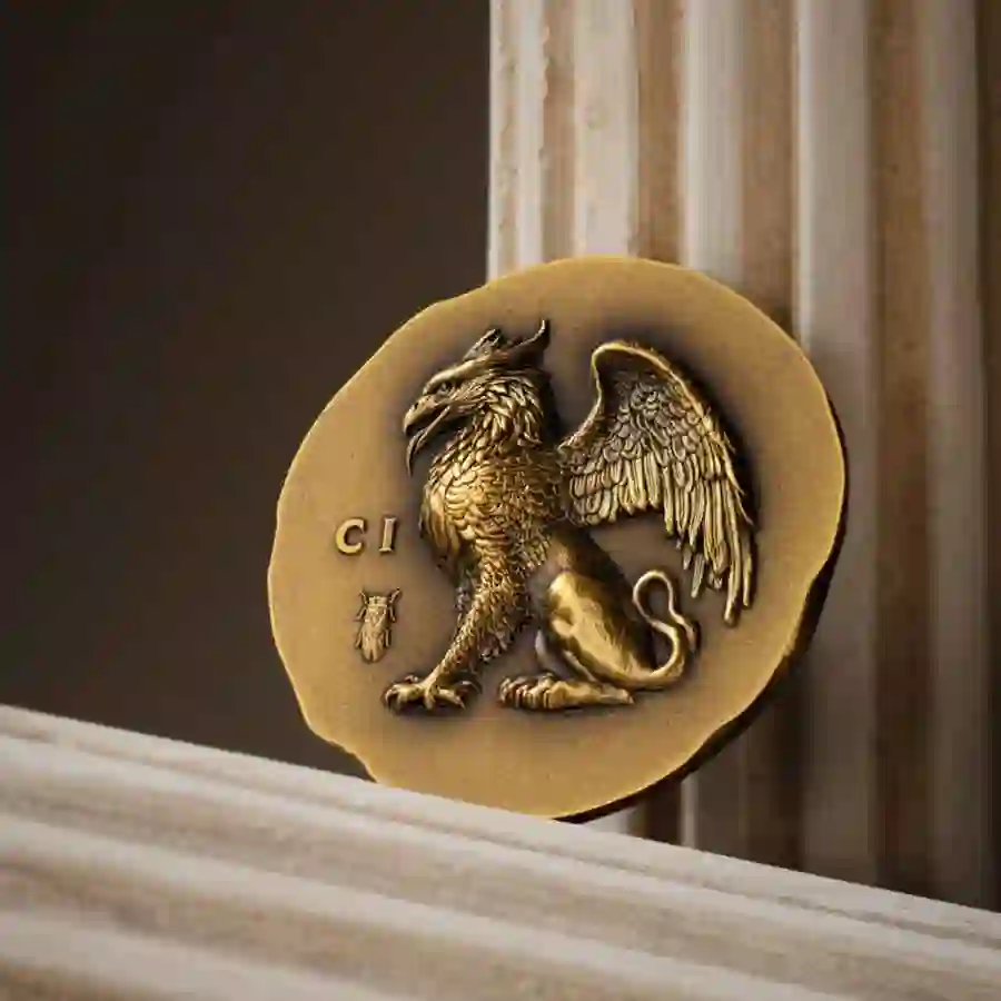 30725_Gryphon-1oz-Au_s3 2024 Griffin Ultra High Relief Antique Finish Gold Coin
