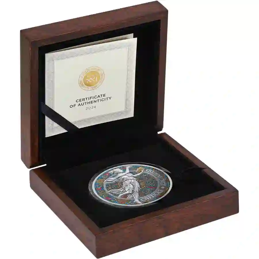 NM_Calliope_box2_1000x1000 2024 Calliope Nine Muses Color High Relief Silver Coin