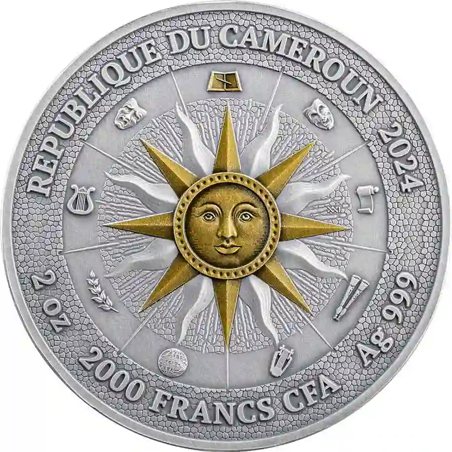NM_Calliope_obv_1000x1000 2024 Cameroon 2 oz Calliope Nine Muses Color High Relief Silver Coin