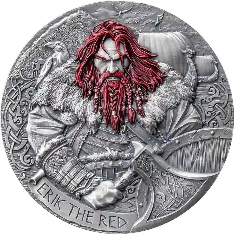 WV_Erik-the-Red_rev_1000x1000 2024 Cameroon 2 Ounce Erik the Red High Relief Antique Finish Silver Coin