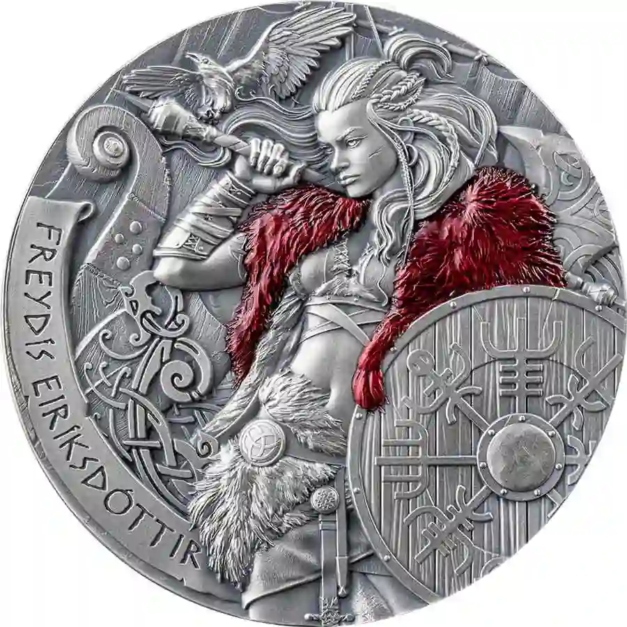 WV_Freydis-Eiriksdottir_rev_1000х1000 2024 Cameroon 2 Ounce Freydis Eiriksdottir High Relief Antique Finish Silver Coin