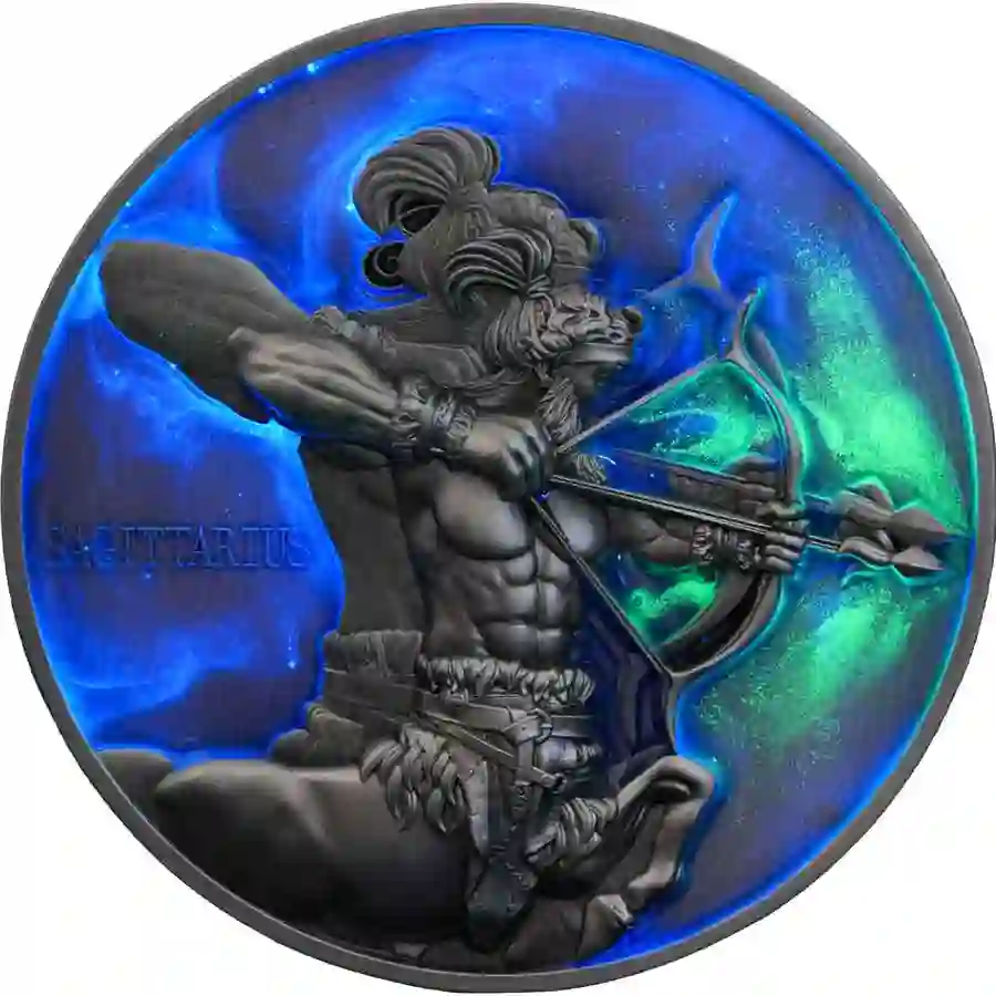 reverse-uv 2024 Sagittarius UV Color High Relief Antique Finish Silver Coin