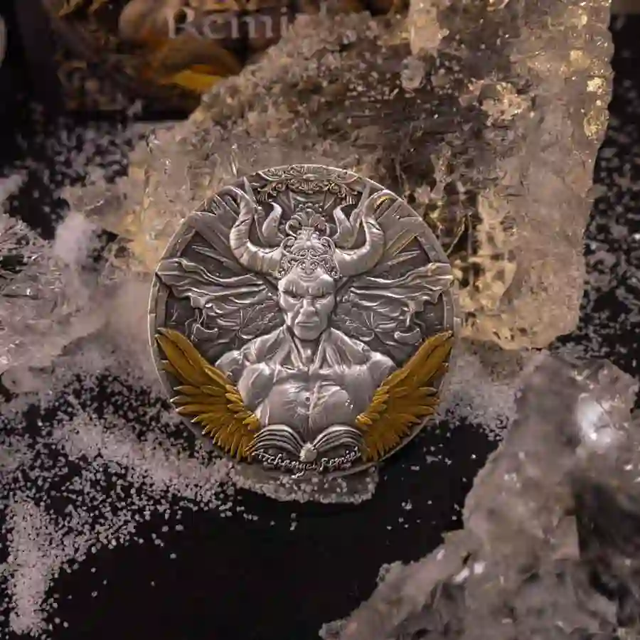 mood 2025 Cameroon Archangel Remiel High Relief Antiqued Silver Coin