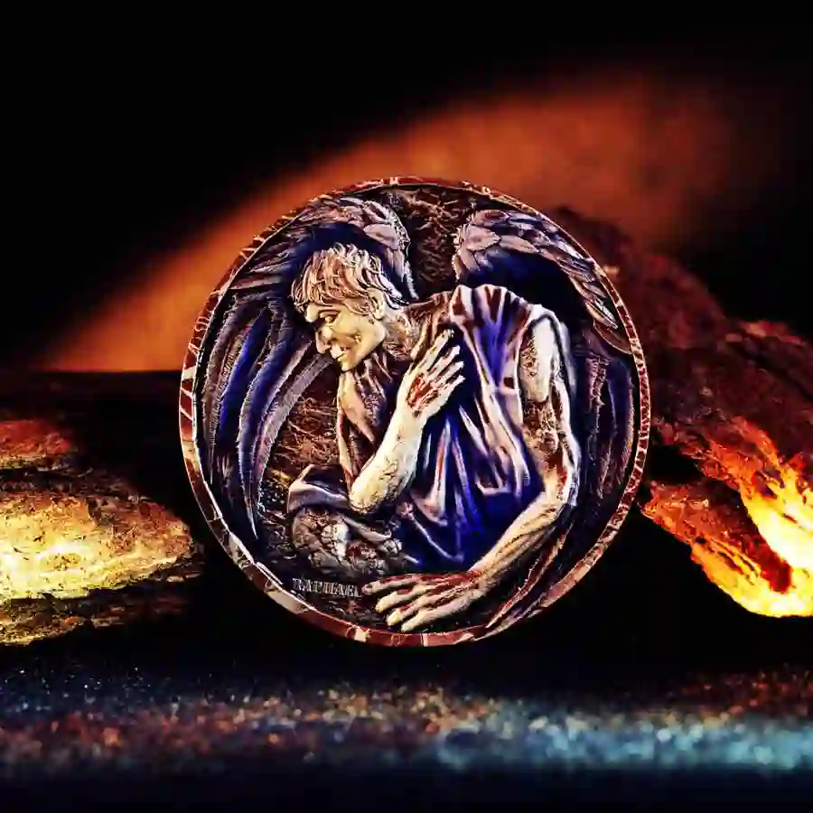mood Cameroon Archangel Raphael High Relief Antiqued Silver Coin