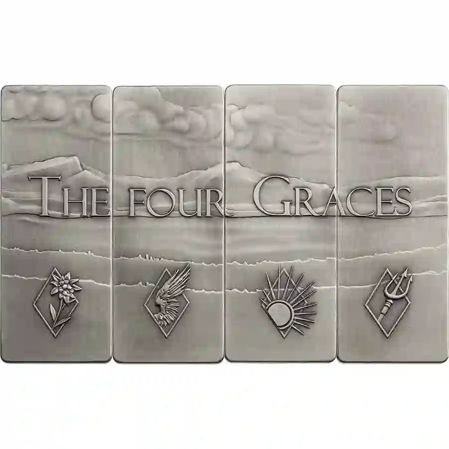 obv The Four Graces Antique Finish Silver Bar Collection