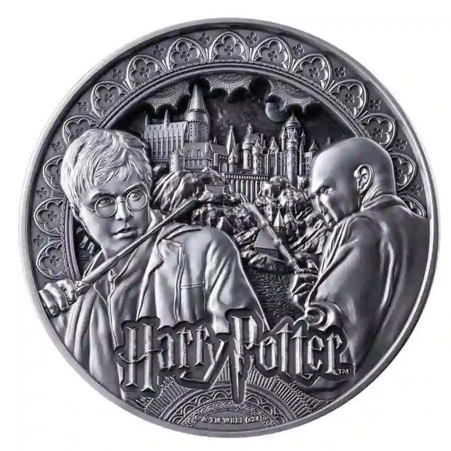 voldemord-rev Samoa 1 Kilogram Harry Vs. Voldemort Multi-layer Antique Finish Silver Coin