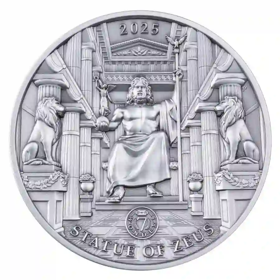 zeus-ag-rev 2025 Solomon Islands 100 Gram 4-Layer Statue of Zeus High Relief Silver Coin