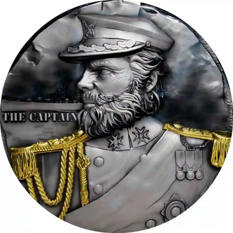 rev 2025 Cameroon 2 Ounce Seven Seas Captain UV Color High Relief Silver Coin