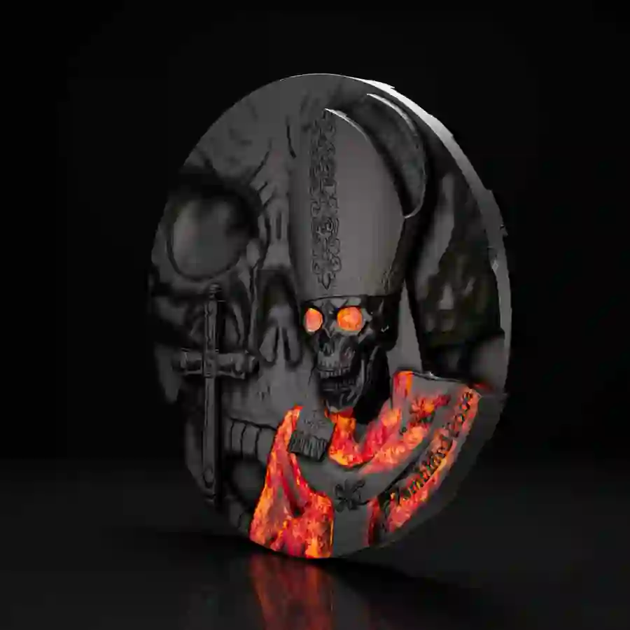 mood 2025 Zombified Pope UV Color Antique Finish Silver Coin