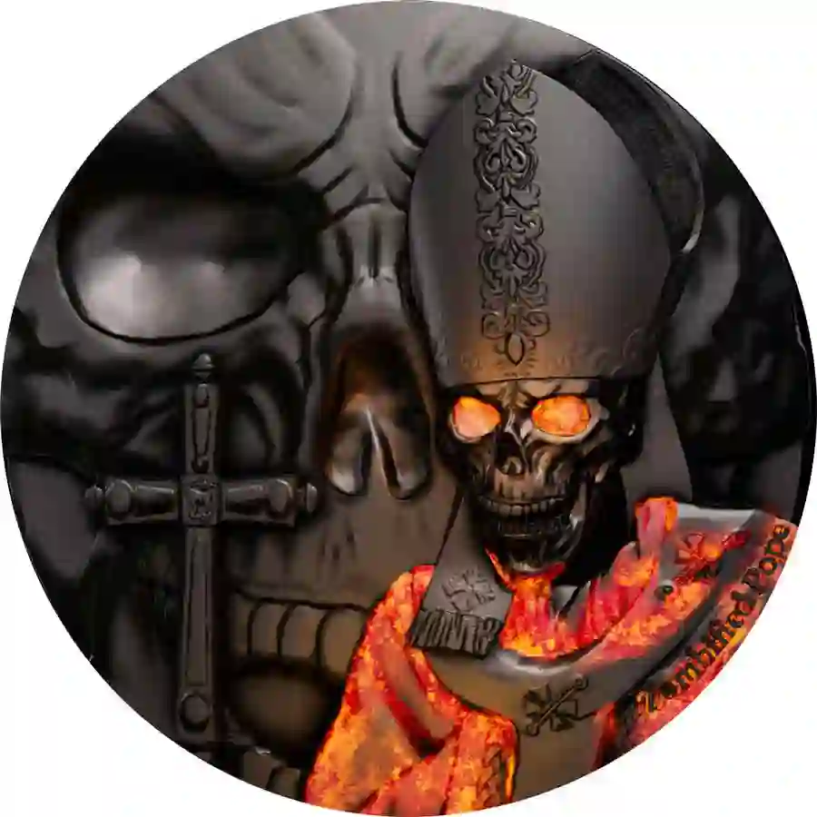 rev-uv 2025 Cameroon Zombified Pope UV Color Antique Finish Silver Coin
