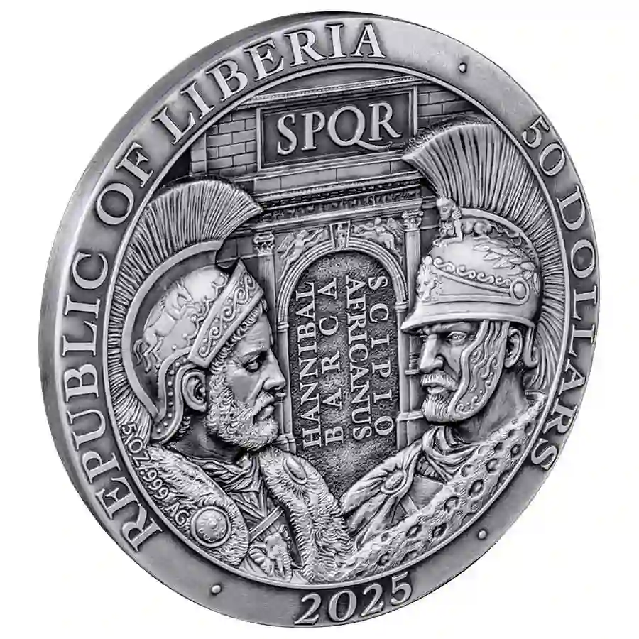 obv-iso 2025 Battle of Zama High Relief Antique Finish Silver Coin