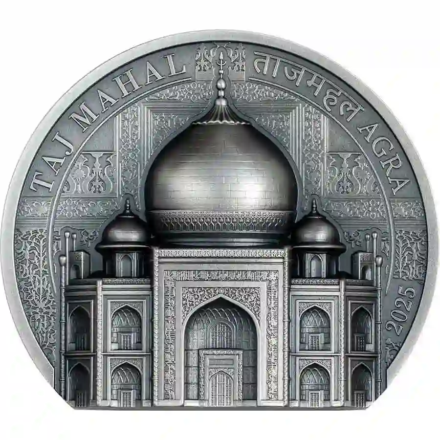 taj-2-oz-rev 2024 Cook Islands 2 Ounce Taj Mahal Ultra High Relief Antiqued Silver Coin