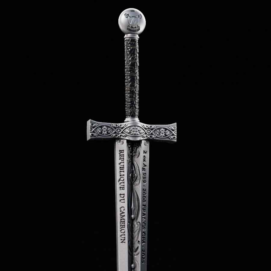 antique-hilt 2025 Excalibur Sword 2 oz UV Color Antique Finish Silver Coin
