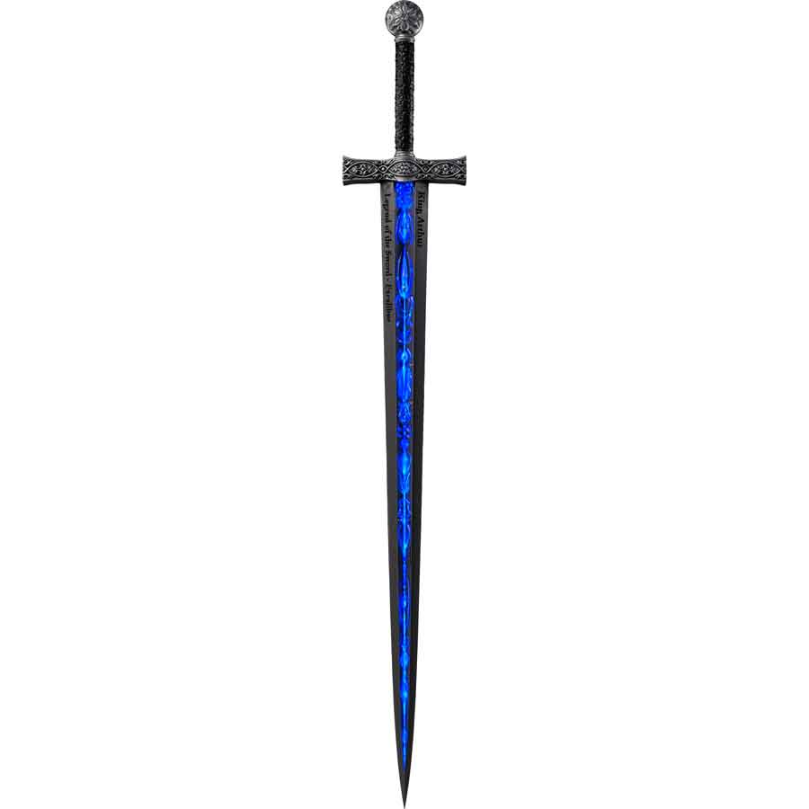 antique-rev-uv 2025 Cameroon Excalibur Sword UV Color Antique Finish Silver Coin