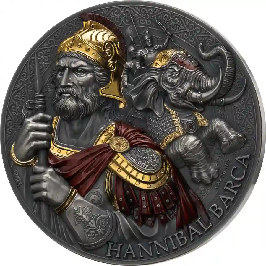 rev 2025 Cameroon 5 Ounce Great Commanders Hannibal High Relief Silver Coin