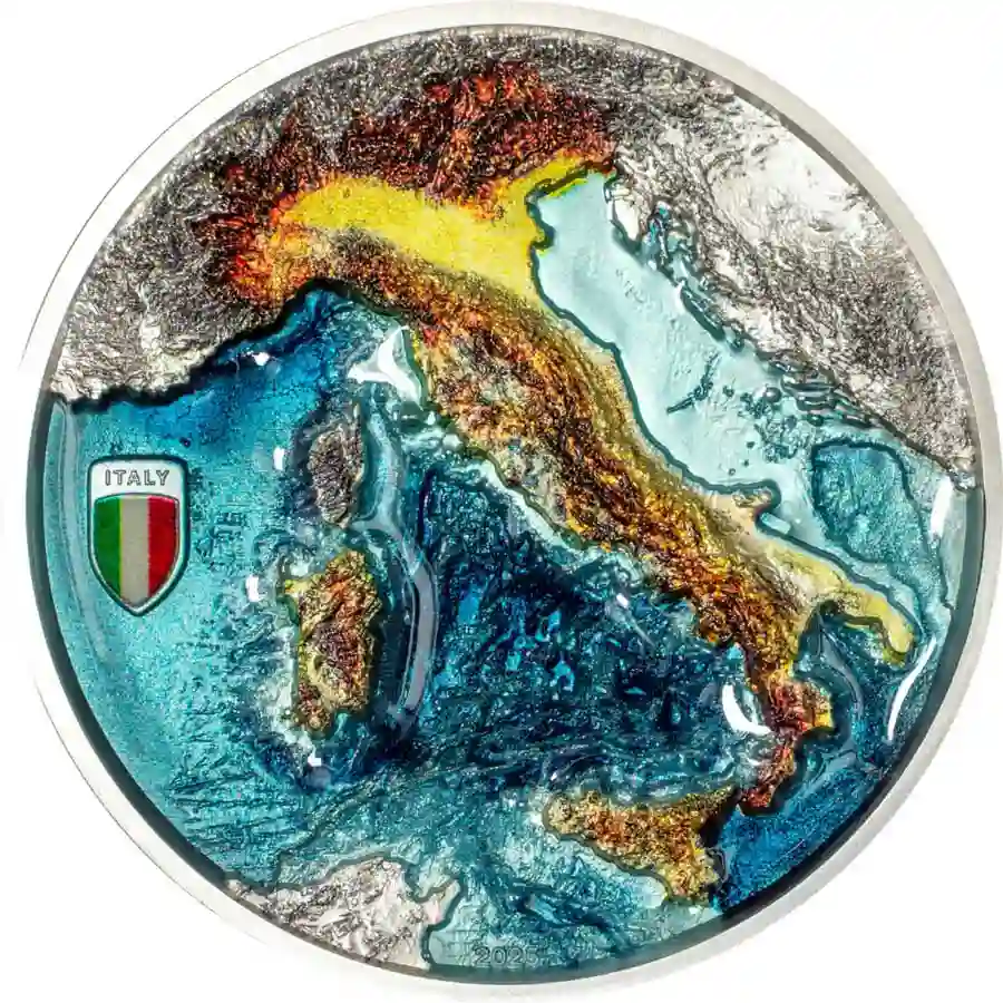 30901_Repubblica-Italiana_r 2025 Cook Islands 2 Ounce Repubblica Italiana Colored Silver Proof Coin
