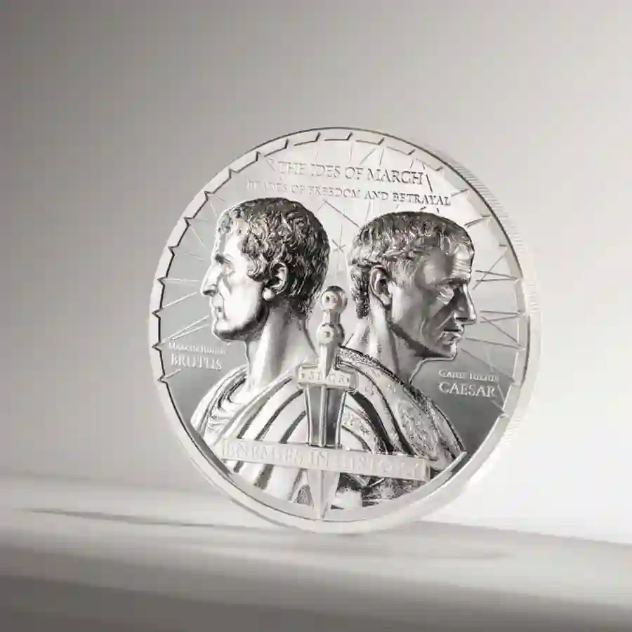 30906_Enemies-in-History---Caesar-&-Brutus_s1 Caesar vs. Brutus 2 oz Colored Silver Proof Coin