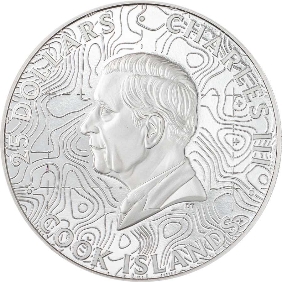 31037_Topography-Yellowstone_o 2025 Cook Islands 5 oz Topography Yellowstone Ultra High Relief Silver Coin