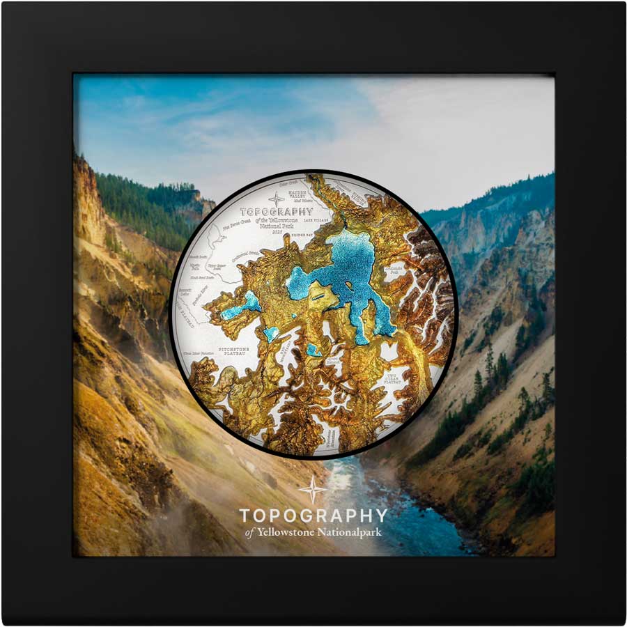 31037_Topography-Yellowstone_x 2025 Cook Islands Topography Yellowstone Ultra High Relief Silver Coin