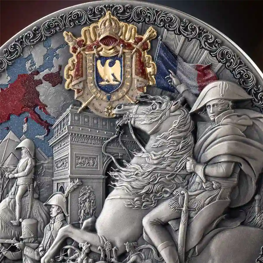 french-detail 2025 Cameroon Napoleon Bonaparte French Empire 24K Gilded High Relief Silver Coin
