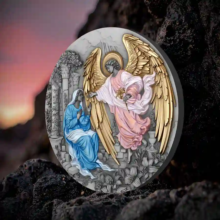 mood 2025 Niue Archangel Gabriel UV Colored 24K Gilded Silver Coin