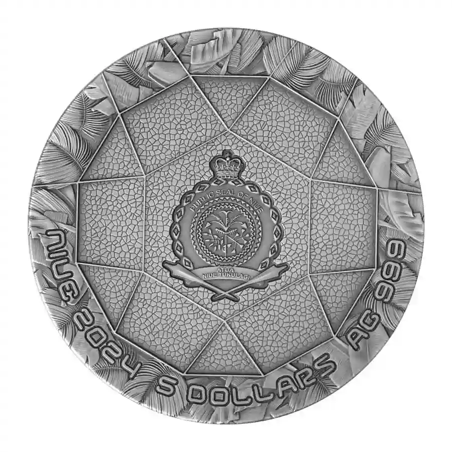 obv 2024 Niue 2 oz Punk Universe Solarpunk UV Color High Relief Silver Coin