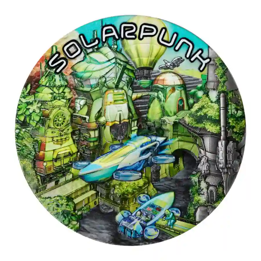rev 2024 Niue 2 Ounce Punk Universe Solarpunk UV Color High Relief Silver Coin