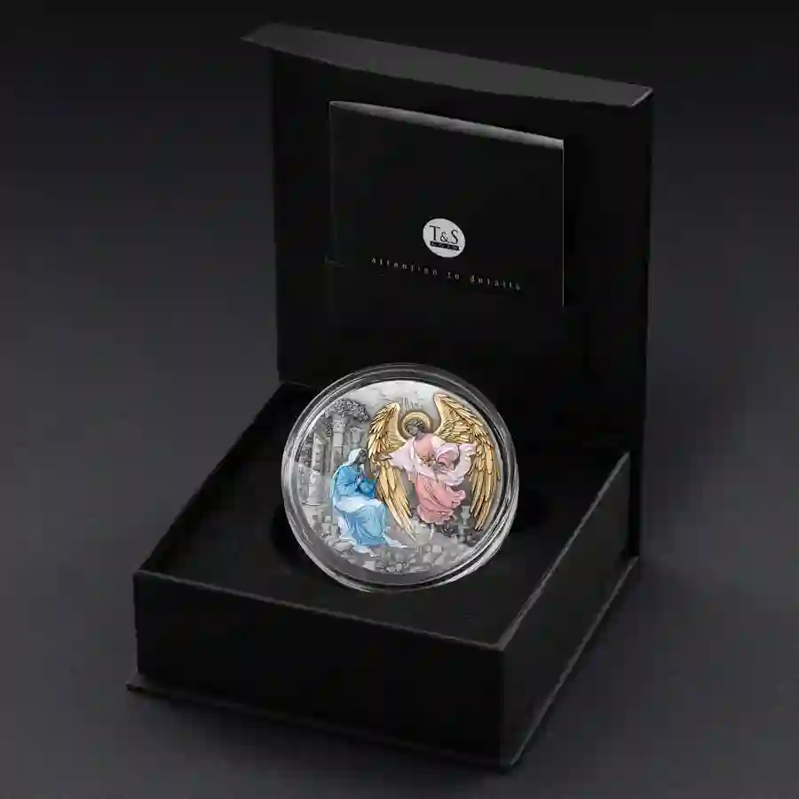 set 2025 Archangel Gabriel UV Colored 24K Gilded Silver Coin
