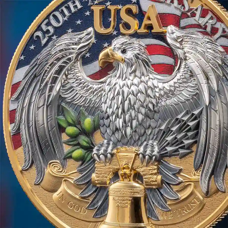 usa-detail 2026 250th Anniversary United We Stand Color 24K Gilded Silver Coin