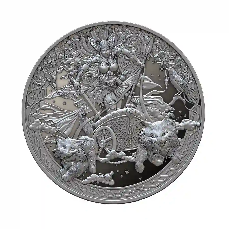 proof-rev 2026 Equatorial Guinea 2 Ounce Freyja Ultra High Relief Silver Proof Coin