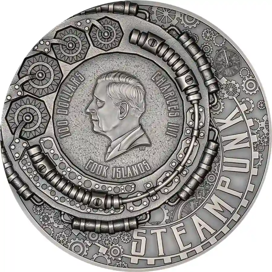 carnival-obv 2026 Cook Islands 1 Kg Steampunk Carnival High Relief Gilded Silver Coin