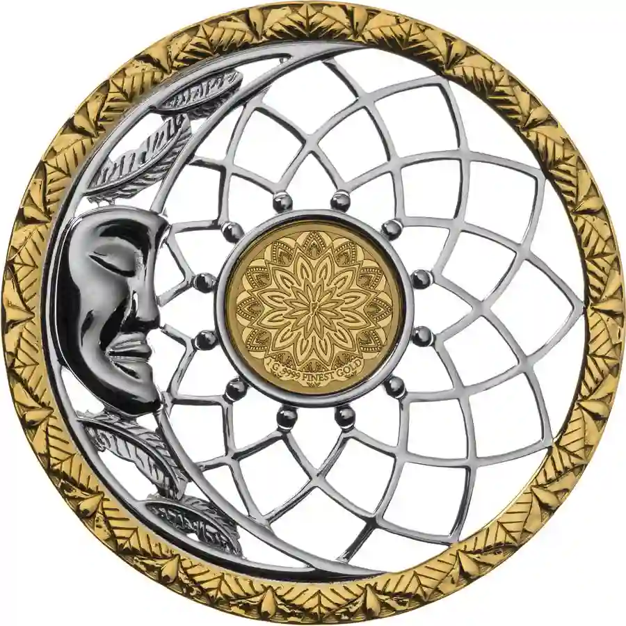 dream-rev 2025 Barbados Symbols of Life Dreamcatcher Gold & Silver Coin Pendant